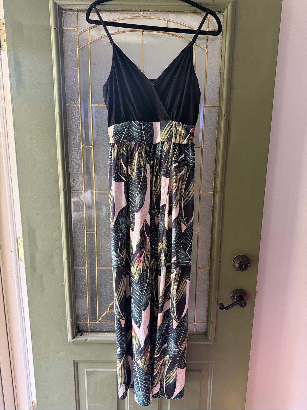 Black Tropical Leaf Maxi Dress - Women's Summer Dress